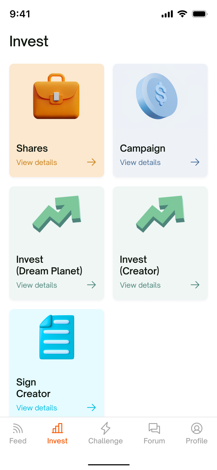 Invest product experience